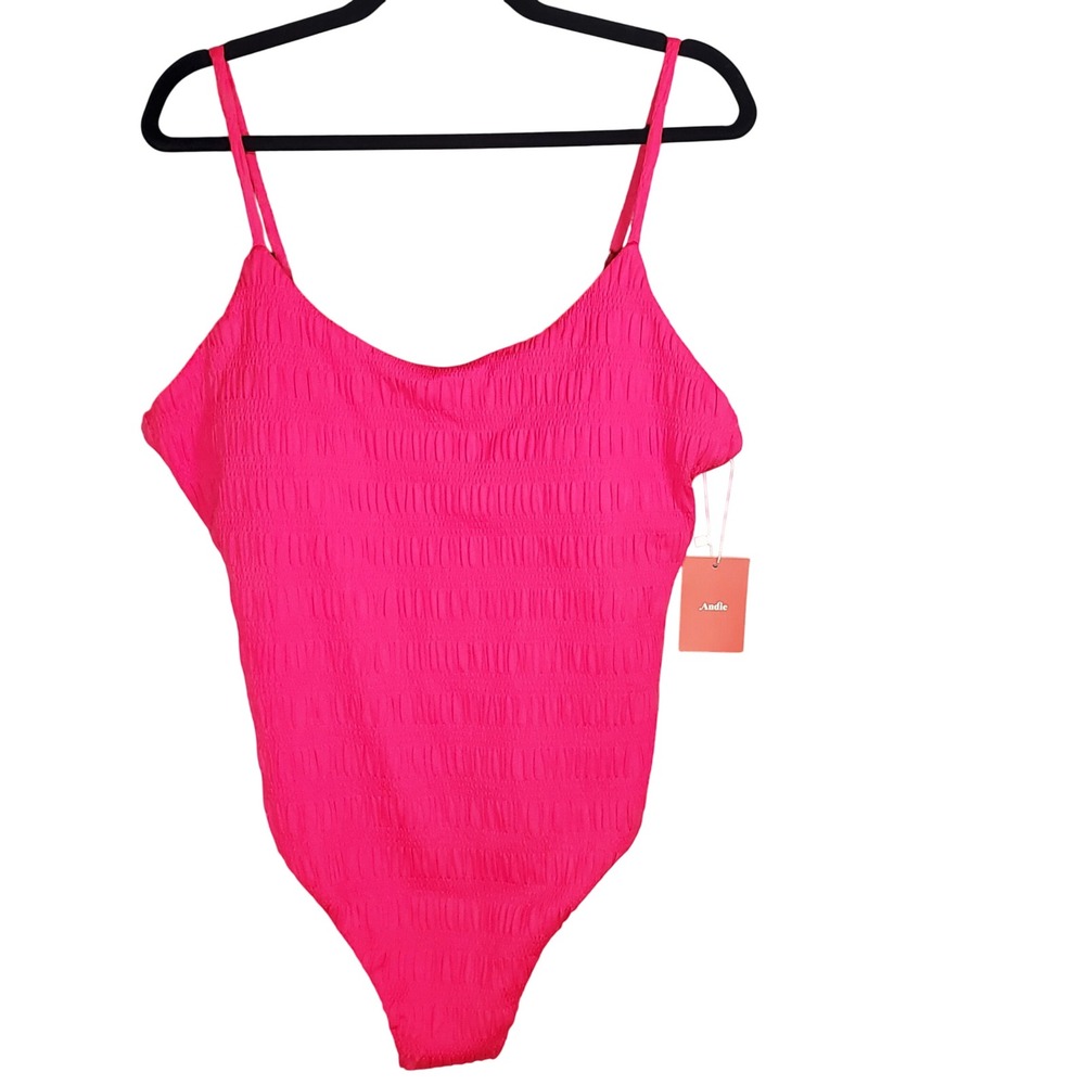 Andie The Lucaya Smocked One Piece Swimsuit Bright Pink Womens XL NWT